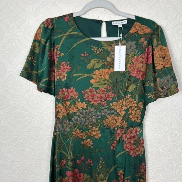 Baltic Born Dark Green Floral Maxi Dress with Rust Blooms - Picture 6 of 11